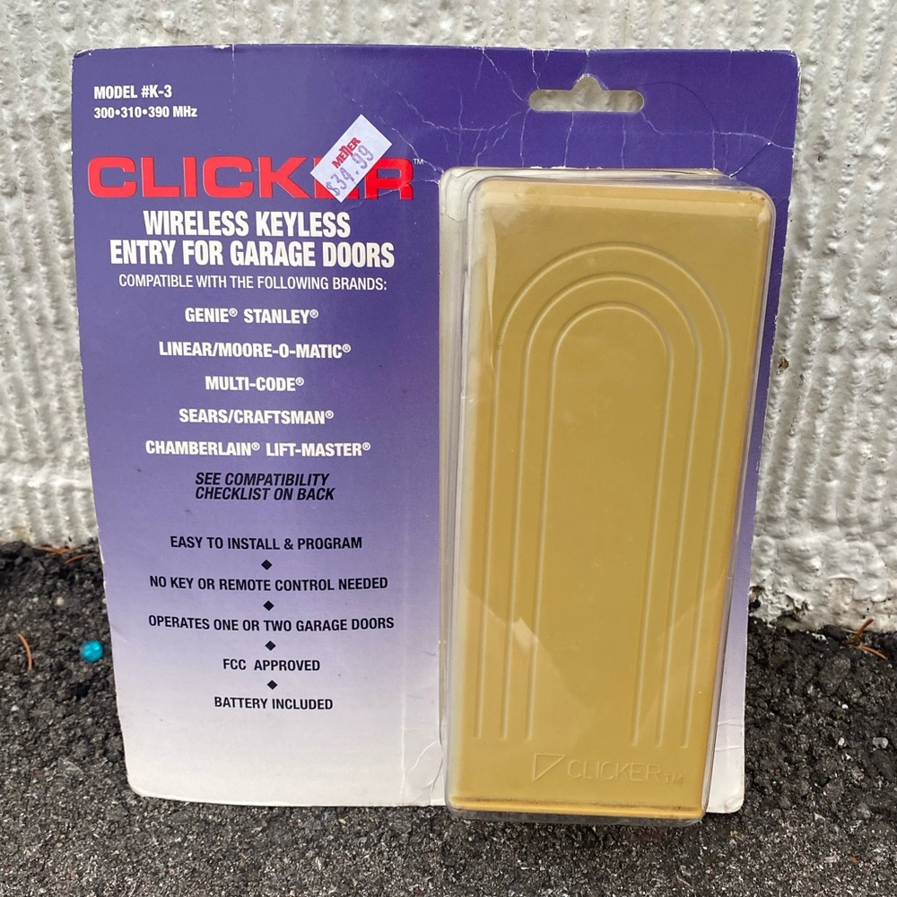 Clicker Model #K-3 wireless keyless entry system for garage doors